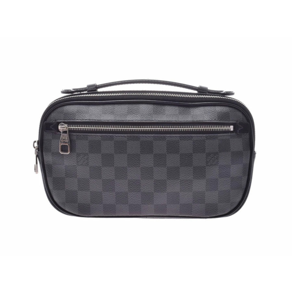 Louis Vuitton Graphite Black Ambrelle Black Leather Body Belt Bum Crossbody Bag